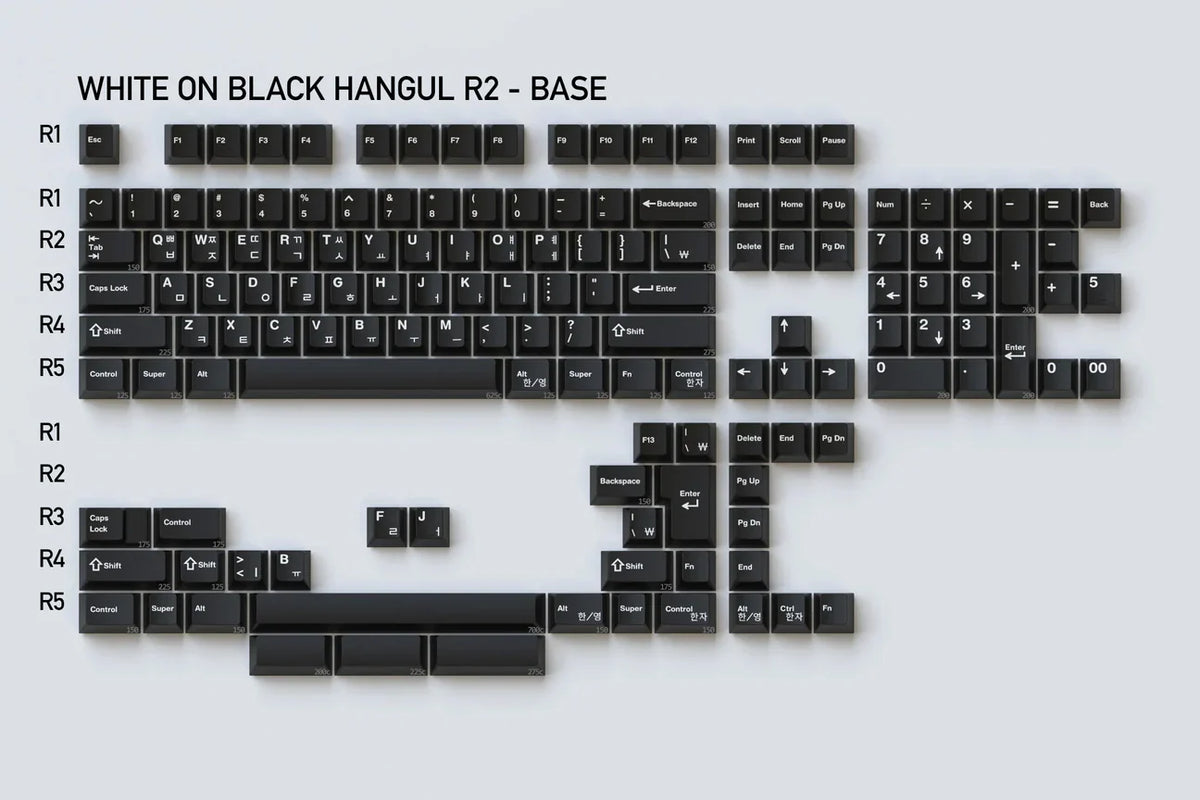 キーボード GMK White on Black Hangul R2 gmk_cyl_hangul_wob_r2_base_129